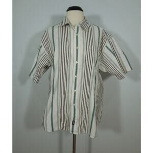 DOCKERS Shirt L LARGE Mens Striped Button Front